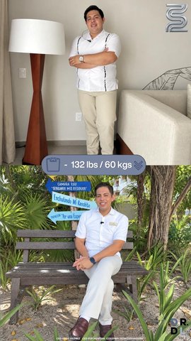 Paciente antes y después, bajó 60 kg